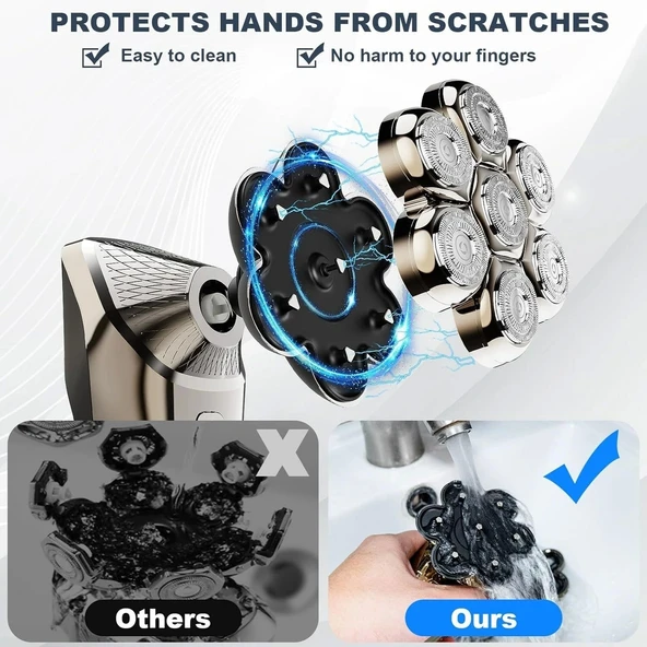 Hexus 7D Çıkarılabilir Baş Tıraş Makinesi Kuru/Islak IPX7 Su Geçirmez - 2