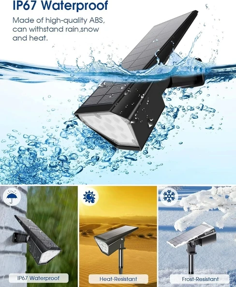 Biling Güneş Enerjili Spot Işıkları, 12 LED - IP67 Su Geçirmez - 4 Adet - 3