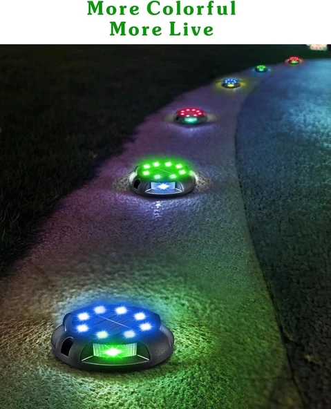 Biling Güneş Enerjili Dış Mekan Yürüyüş Yolu Işıkları - Çok Renkli, 8 Adet - 2