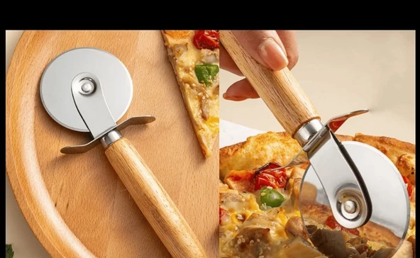 Ahşap Saplı Hamur Pizza Kesici Rulet - 3