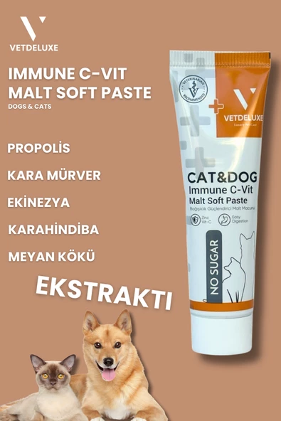 VETDELUXE Immune C-Vit Malt Paste C Vitaminli Kedi ve Köpek Bagisiklik Güçlendirici Malt Macunu 100 Gr - 3