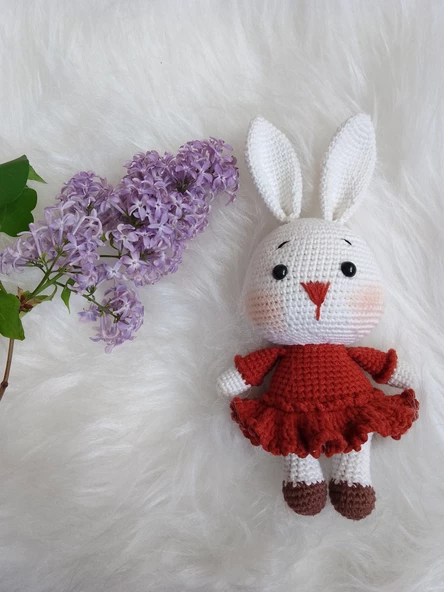 Amigurumi etekli tavşan oyun ve uyku  arkadaşı