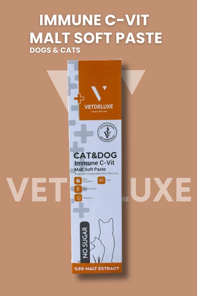 Vetdeluxe Immune C-Vit Malt Paste C Vitaminli Kedi ve Köpek Bagisiklik Güçlendirici Malt Macunu 100 Gr