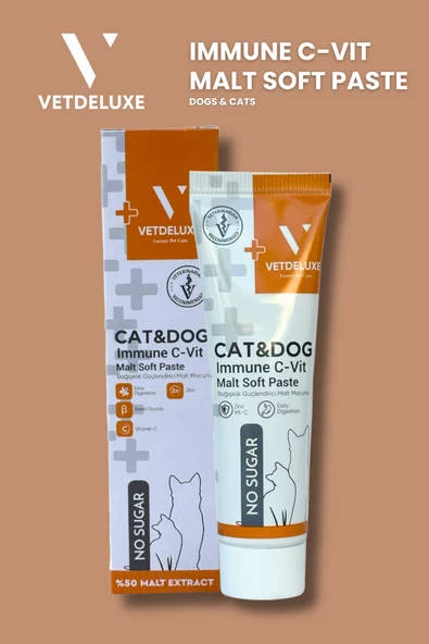 VETDELUXE Immune C-Vit Malt Paste C Vitaminli Kedi ve Köpek Bagisiklik Güçlendirici Malt Macunu 100 Gr - 4
