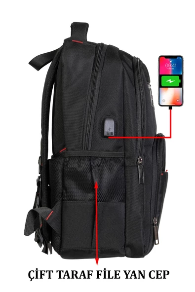 Laptop Sırt Çantası 15.6 İnç Tablet USB Bölmeli 8683255013289 - 4