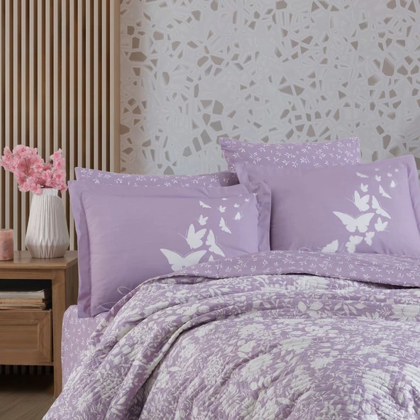 Hobby Hira Lila - Tek Kişilik Poplin Kapitone Nevresim Takımı - Resim 2