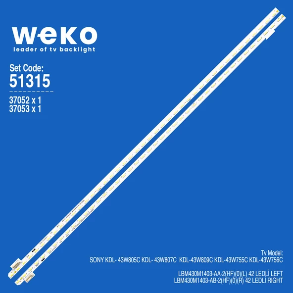 WKSET-6315 37052X1 37053X1 LBM430M1 403-AA/AB 2 ADET LED BAR (42LED)