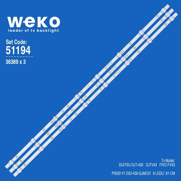 WKSET-6194 36389X3 P0020 V1 D22-430-GJMC01 3 ADET LED BAR