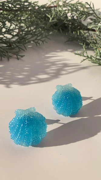 Mavi Renkli Deniz Kabuğu Midye Şekilli Küpe Gümüş Aksesuarlı El Yapımı Hediyelik ürün görseli