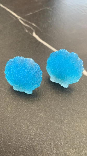 Mavi Renkli Deniz Kabuğu Midye Şekilli Küpe Gümüş Aksesuarlı El Yapımı Hediyelik - Resim 6