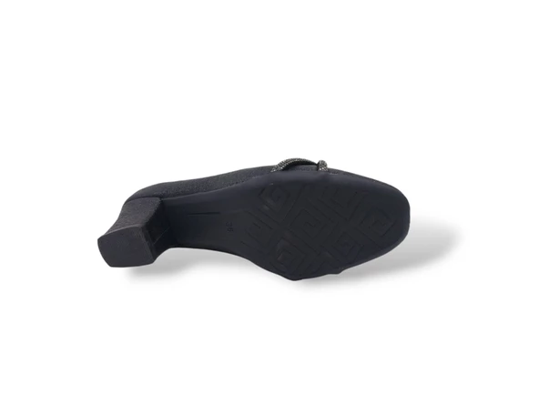 Zerhan 7302 Kadın Siyah Taşlı Kalın Topuklu Ayakkabı - Resim 5