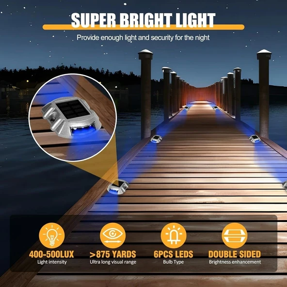 Cremant Güneş Enerjili Yol Yolu Işıkları LED Mavi Işık - 16 Adet - 3