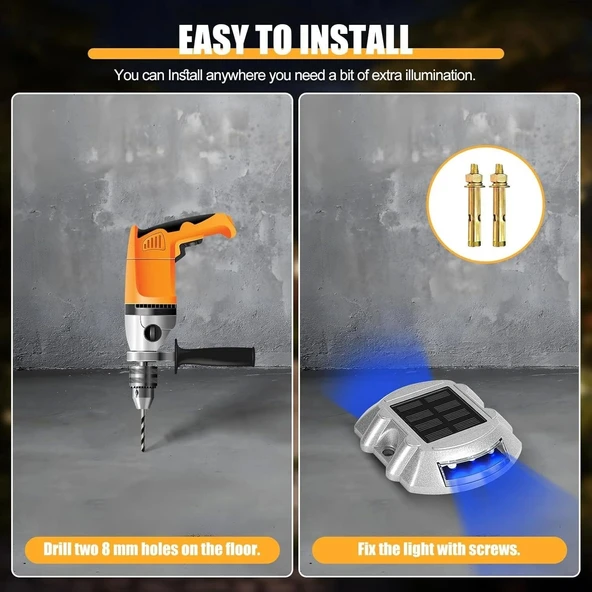 Cremant Güneş Enerjili Yol Yolu Işıkları LED Mavi Işık - 4 Adet - 4