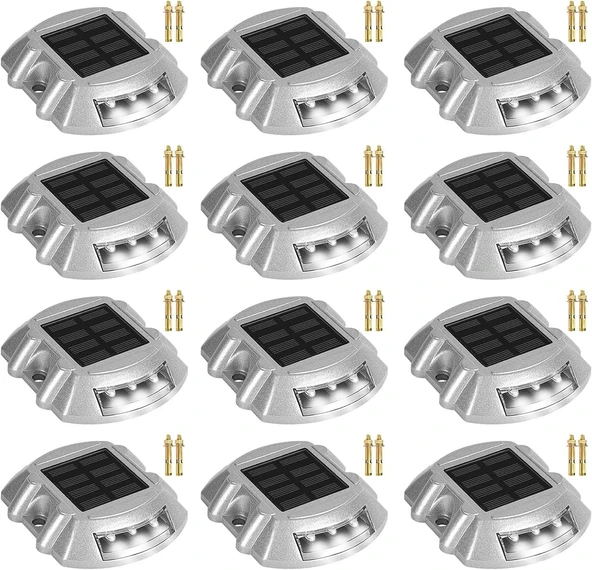 Cremant Güneş Enerjili Yol Yolu Işıkları LED Beyaz Işık - 12 Adet