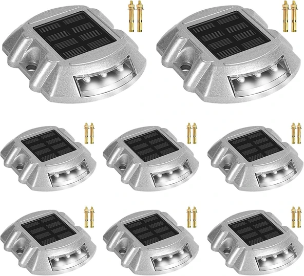 Cremant Güneş Enerjili Yol Yolu Işıkları LED Beyaz Işık - 8 Adet