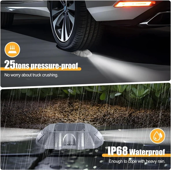 Cremant Güneş Enerjili Yol Yolu Işıkları LED Beyaz Işık - 4 Adet - 4