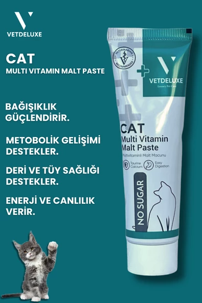 VETDELUXE Multivitamin Malt Paste Taurin ve 13 Farklı Vitamin İçeren Malt Macun 100 Gr - 3