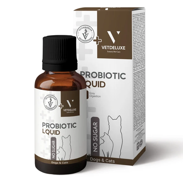 VETDELUXE Probiotic Kedi ve Köpekler İçin Sindirim Sistemi Düzenleyici Bağışıklık Güçlendirici Likit 100 Ml