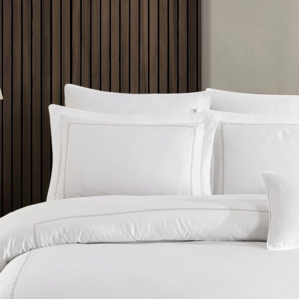 Hobby Queen 800 TC Saten Çift Kişilik Nevresim Takımı - Beyaz - Resim 2