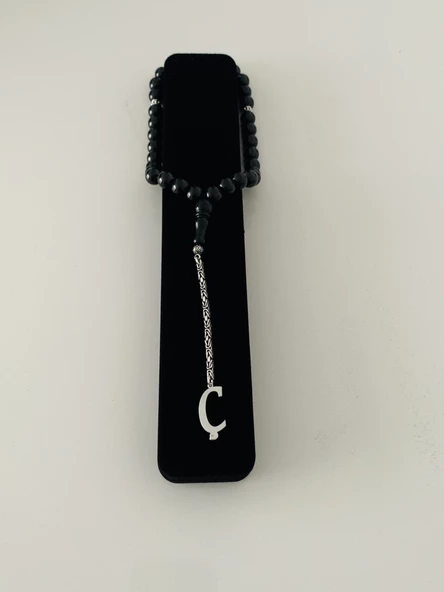Ç harfli 925 ayar gümüş püskül, harf ve ayraçlı oltu tesbih (kral zincir) - 3