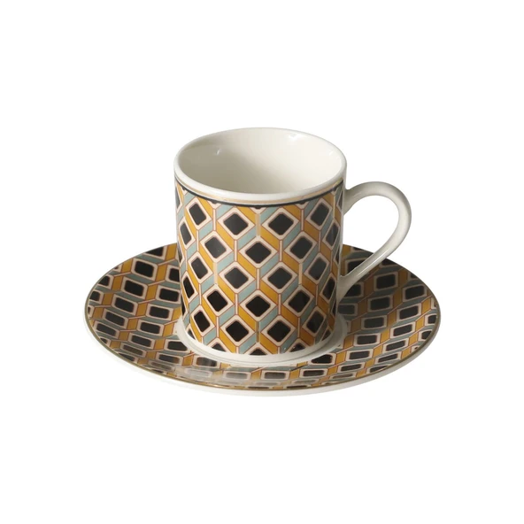 GÜRAL PORSELEN Camelia 12 Parça 6 Kişilik  Kahve Fincan  Takımı 65111 - Resim 2