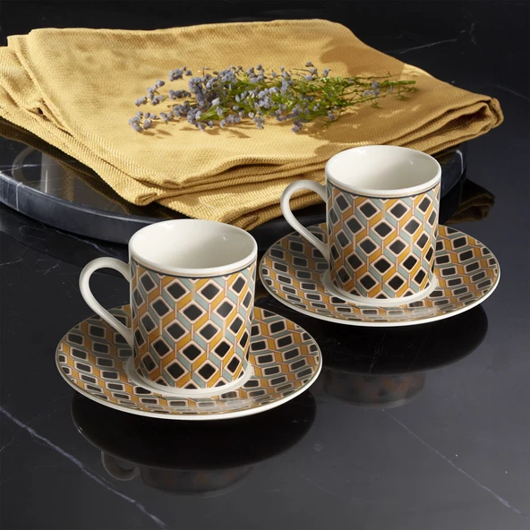 GÜRAL PORSELEN Camelia 12 Parça 6 Kişilik  Kahve Fincan  Takımı 65111 ürün görseli 1