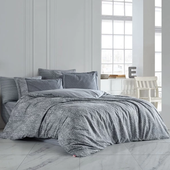 Hobby Silvana Gri - Poplin Çift Kişilik Nevresim Takımı