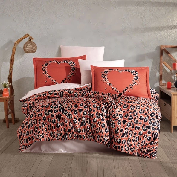 Hobby Aura Koral - Çift Kişilik Saten Nevresim Takımı ürün görseli