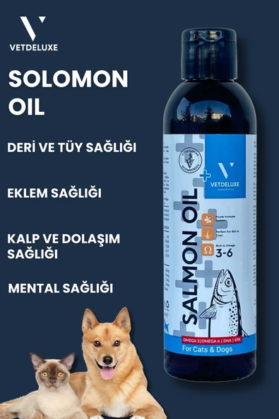 VETDELUXE Salmon Oil Omega 3-6 İçeren Deri Tüy Sağlığını Destekleyen Somon Yağı 200 Ml - 3