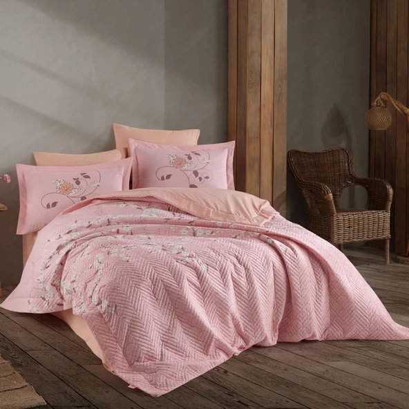 Hobby Missy Pudra - Çift Kişilik Poplin Kapitone Nevresim Takımı