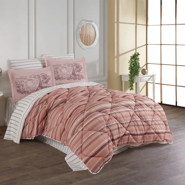 Hobby Talisa Bronz - Poplin Çift Kişilik Uyku Seti