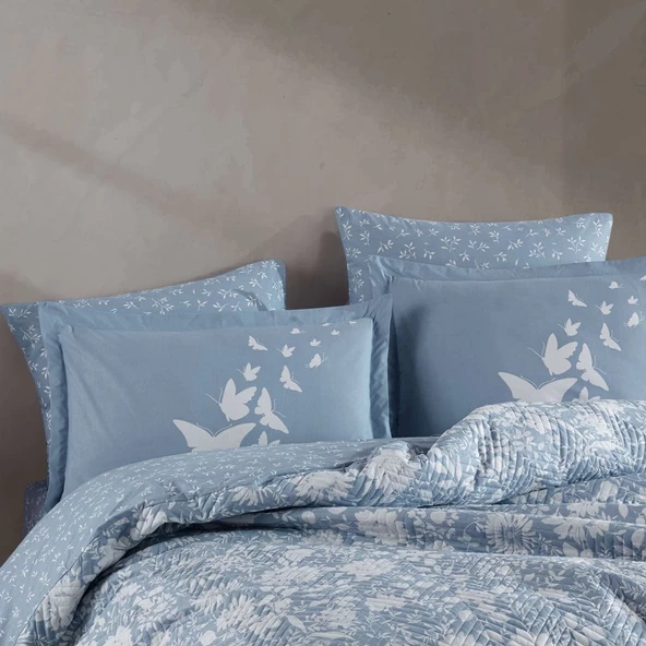 Hobby Hira Mavi - Çift Kişilik Poplin Kapitone Nevresim Takımı - 2
