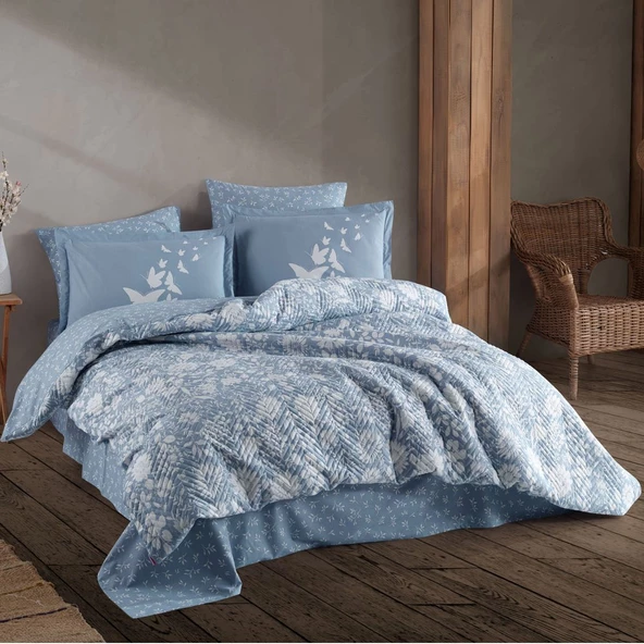 Hobby Hira Mavi - Çift Kişilik Poplin Kapitone Nevresim Takımı