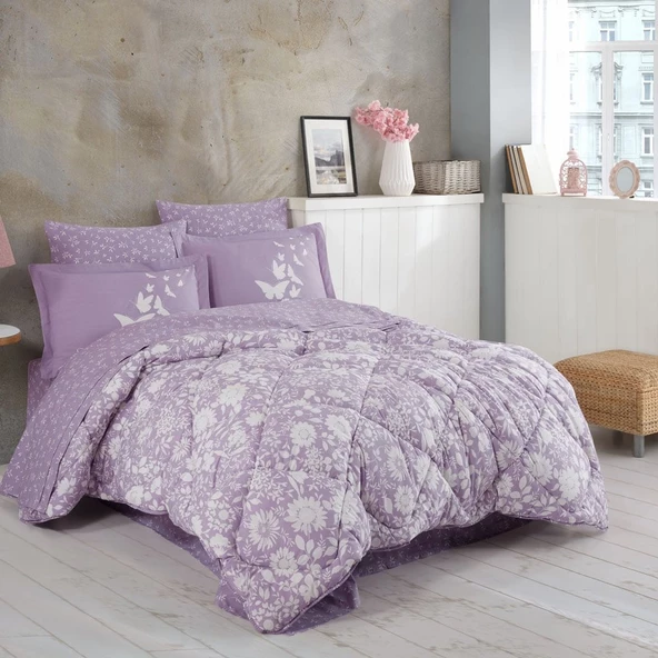 Hobby Hira Lila - Poplin Çift Kişilik Uyku Seti