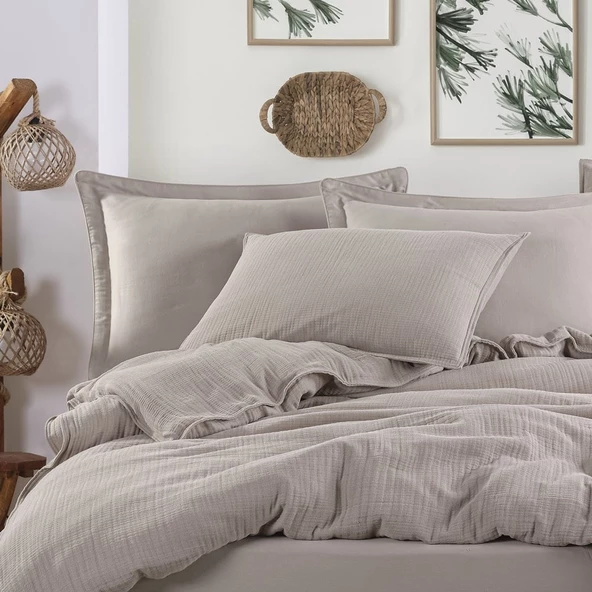 Hobby Müslin Çift Kişilik Nevresim Takımı - Capuccino - Resim 2