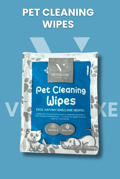 Vetdeluxe Pet Wipes E Vitamini Aloe Vera Destekli Evcil Hayvan Temizleme Havlusu 21x21 Cm