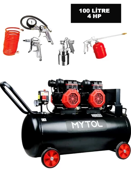 Mytol Myk1001 4.0Hp 100L Yuksek Hizli Kompresor 5 Parça Boya Tabanca Seti