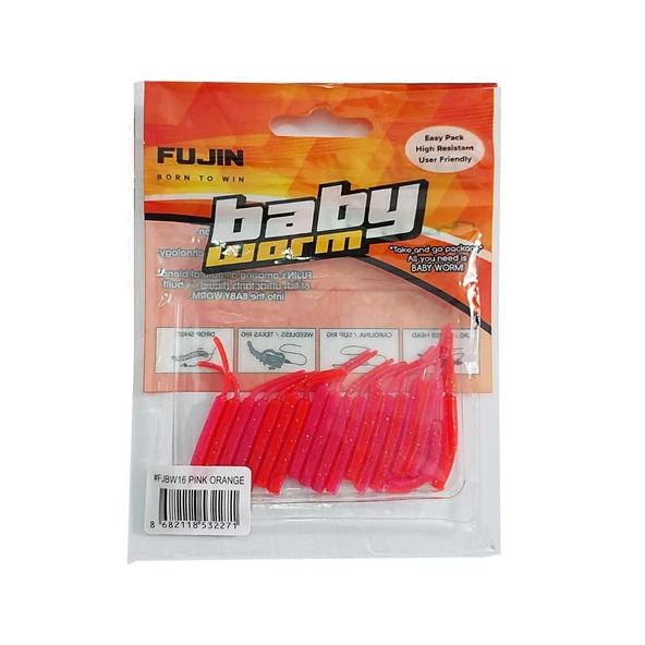 Fujin Baby Worm 5.2 cm Floating LRF Silikonu  PinkOrange ürün görseli 1