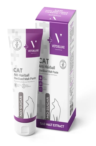VETDELUXE Sterilised Adult Cat Malte Paste Kısır Kediler İçin Tüy Yumağı Önleyici Kedi Malt Macunu 100 Gr