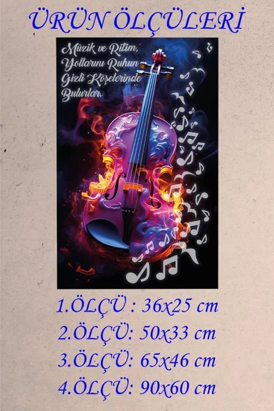 Veraart Kişiye Özel Işıklı Pleksi Müzik Temalı Sürpriz Tablo Nota Keman Dekoratif Ayaklı Biblo - 3