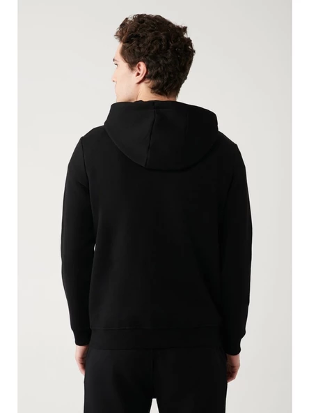 Avva Siyah Unisex Sweatshirt Kapüşonlu Yaka Içi Polarlı 3 Iplik Fermuarlı Regular Fit E001019 / S Beden - 2