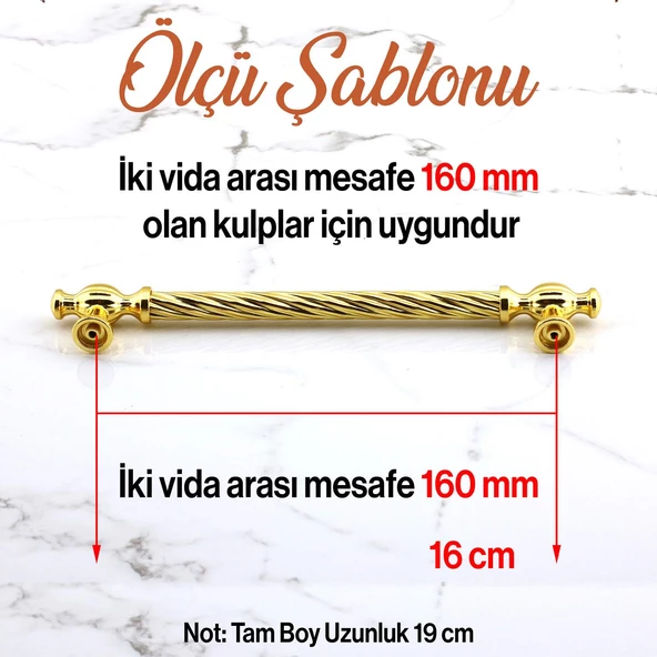 Burma Altın Metal Kulp 160 mm -16 cm Mobilya Çekmece Mutfak Dolabı Dolap Kulpları Kulbu Kulpu Gold - 2