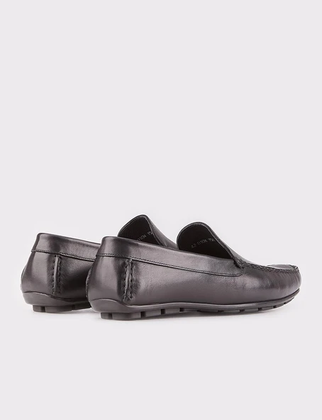 Hakiki Deri Siyah Bağcıksız Erkek Loafer Ayakkabı - 3