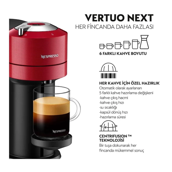 Nespresso Vertuo Next Kapsül Kahve Makinesi Kırmızı - 2