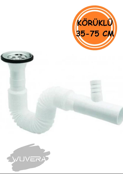 WUVERA Çamaşır ve Bulaşık Makinesi Çıkışlı Lavabo Sifonu - Körüklü, 35-75 cm - 2