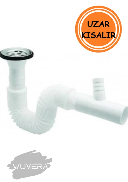 WUVERA Çamaşır ve Bulaşık Makinesi Çıkışlı Lavabo Sifonu - Körüklü, 35-75 cm - 3