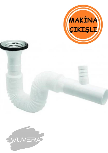 WUVERA Çamaşır ve Bulaşık Makinesi Çıkışlı Lavabo Sifonu - Körüklü, 35-75 cm