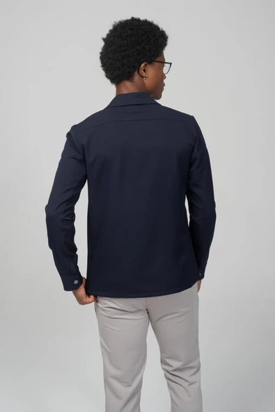 Erkek Önü Çift Taraf Açılır Detaylı Baharlık İnce Gömlek Ceket - 10