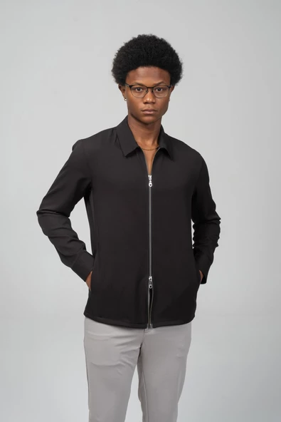 Erkek Önü Çift Taraf Açılır Detaylı Baharlık İnce Gömlek Ceket