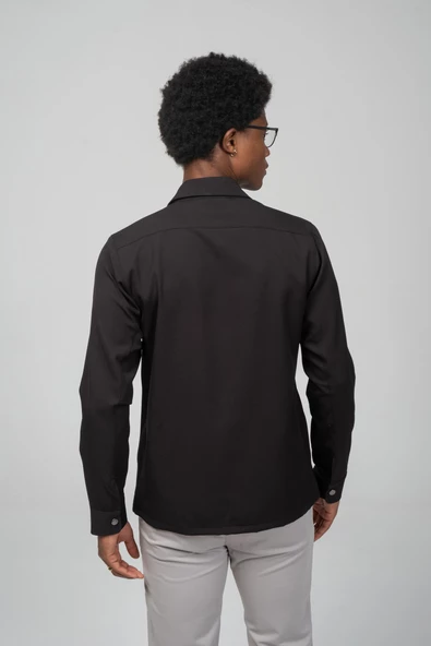 Erkek Önü Çift Taraf Açılır Detaylı Baharlık İnce Gömlek Ceket - 5